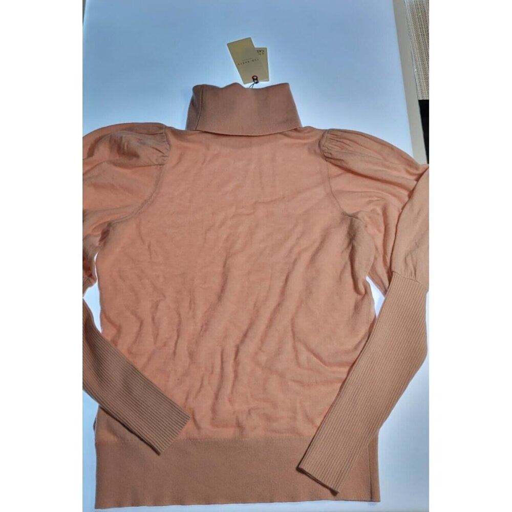 Ted Baker Aidabel Puff Sleeve Turtleneck Sweater Dusty Pink Wool Cashmere Small